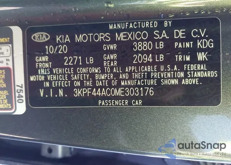 2021 Kia Forte Gt Manual from USA, damaged, VIN 3KPF44AC0ME303176